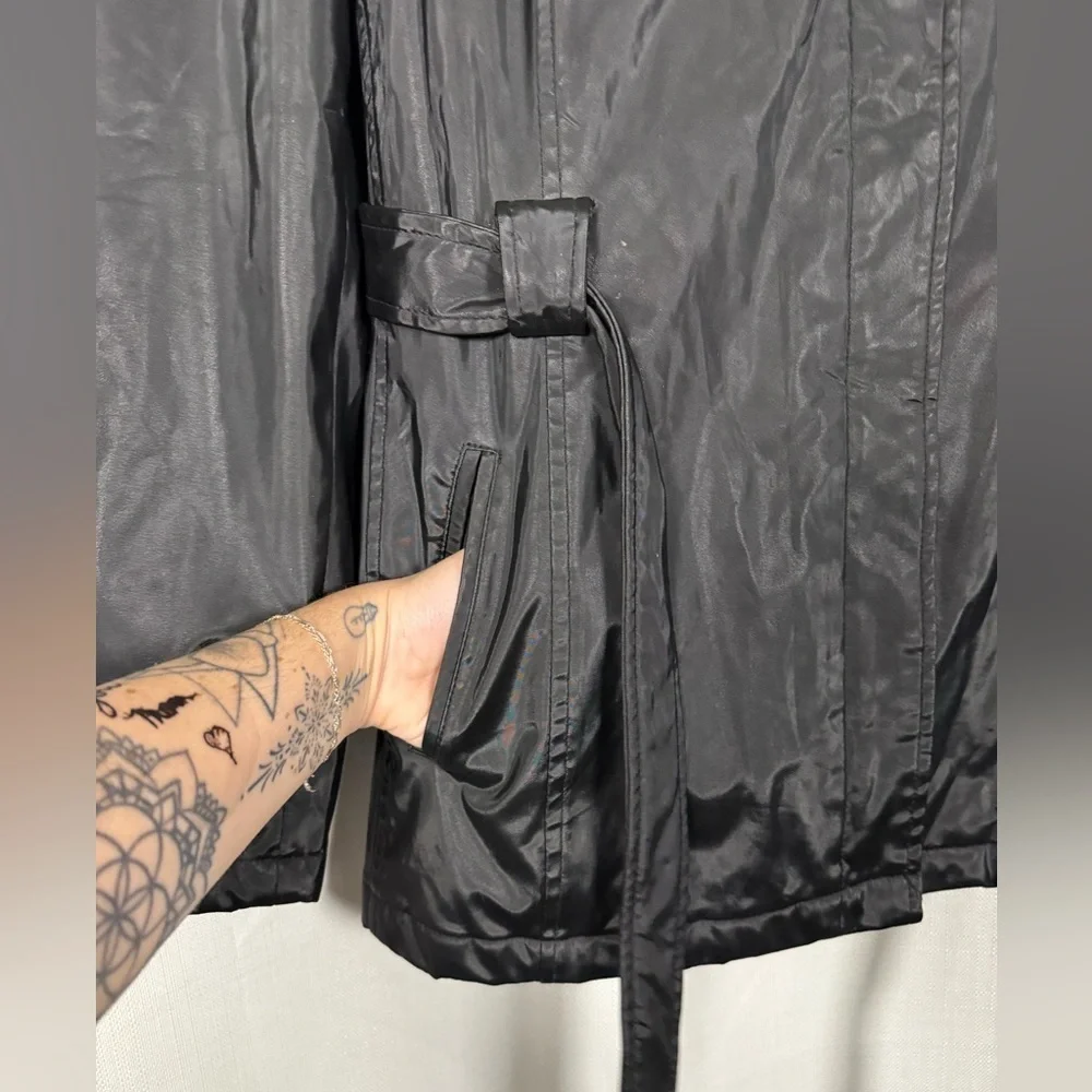 Giacca Black Belted Raincoat Jacket Size XL